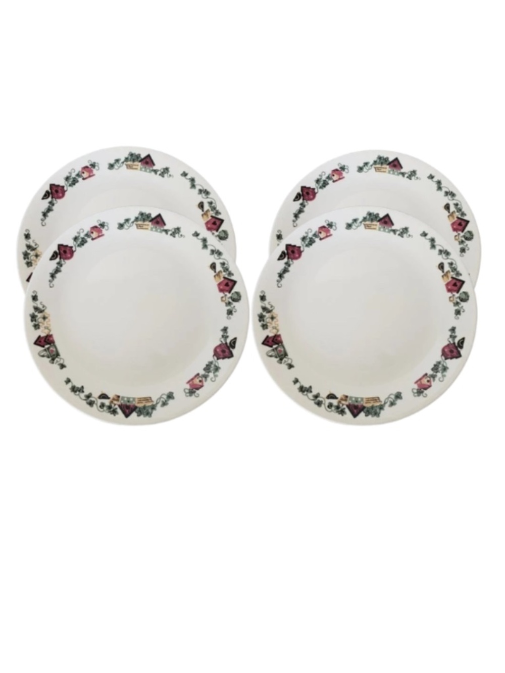 Corelle Birdhouse Dinnerware Set | 4 Dinner Plates  | Country Pattern